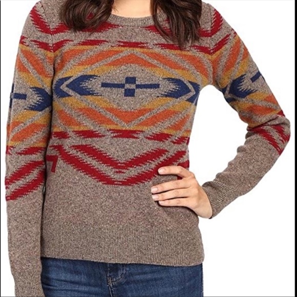 Pendleton Sweaters - Pendleton Wool Sunset Cross Print Sweater